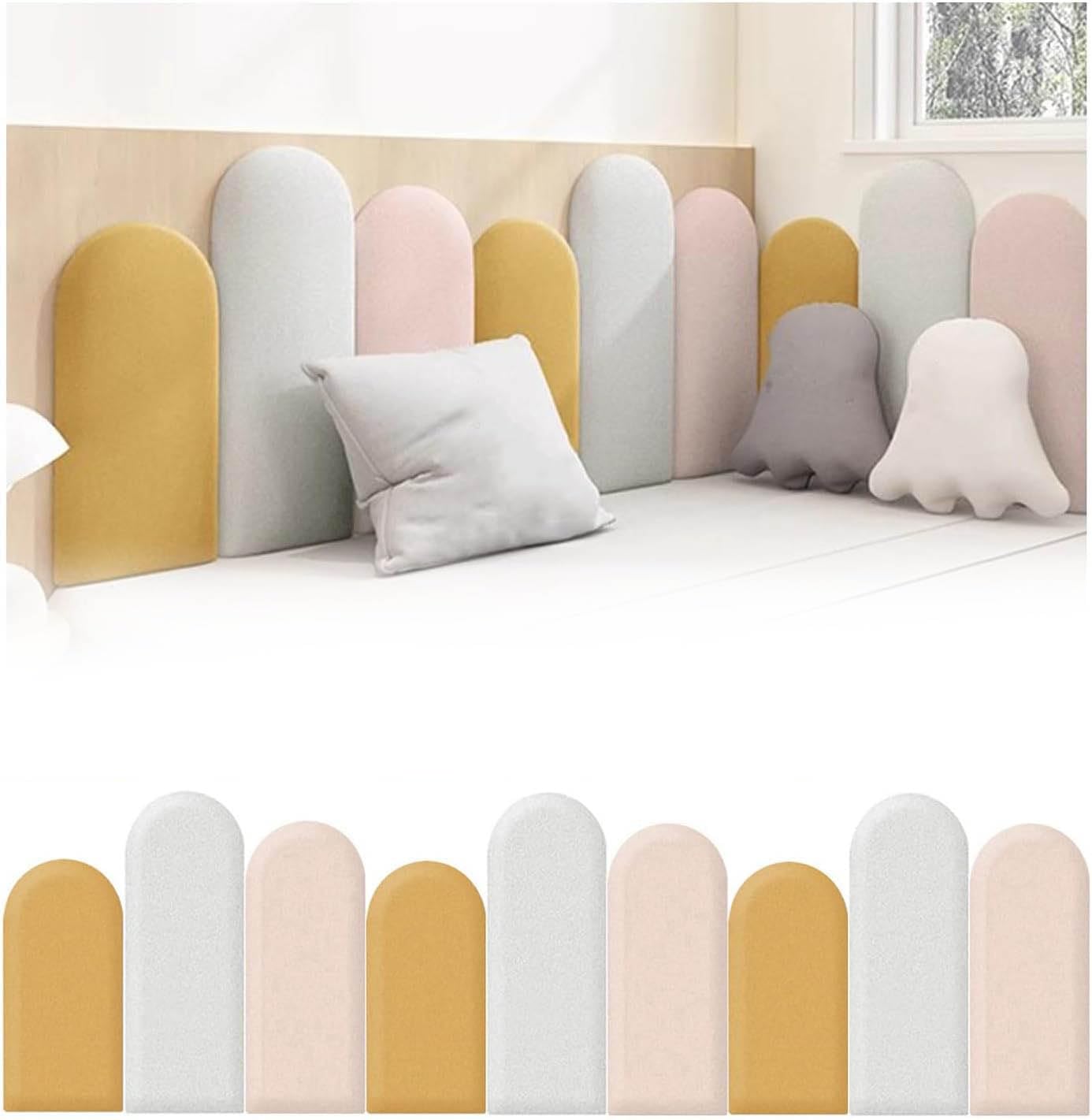 Rembourrage mural autocollant lit têtes grand format panneaux anti-collision beige