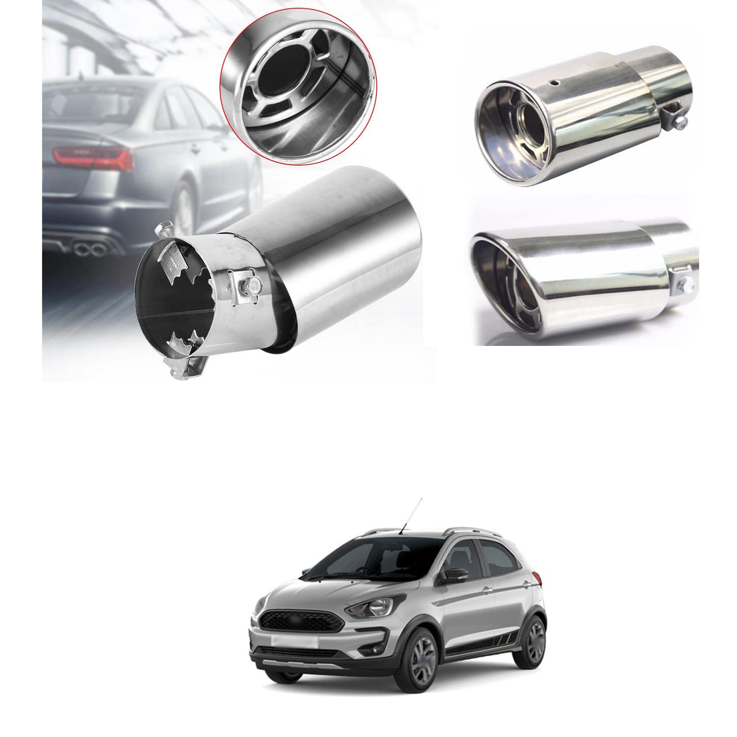 Silencer Tip Exhaust Pipe Car Stainless Steel Rear Muffler Tip Tail Muffler Tip Pipe Adjustable Car Decoration Exhaust Tip Tailpipe Compatible with F-reestyle-image-27