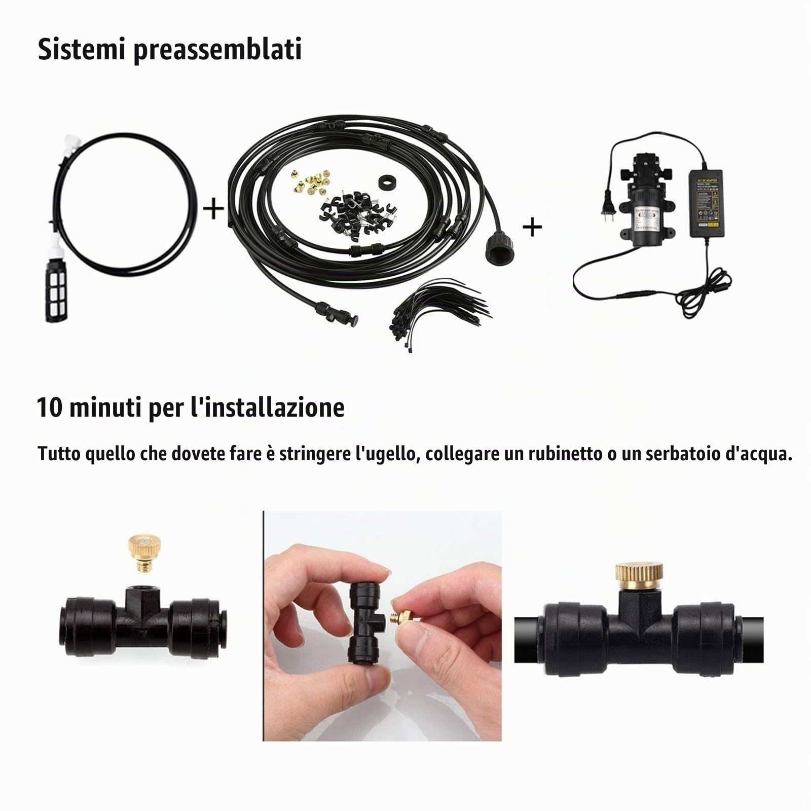 Nebulizzatore Giardino da Esterno con Pompa, Personalizzato Sisteme Irrigazione Giardino con Ugelli Nebulizzatori Sisteme di Raffreddamento for Patio, Giardino, Prato Inglese, Fiore, Esterno