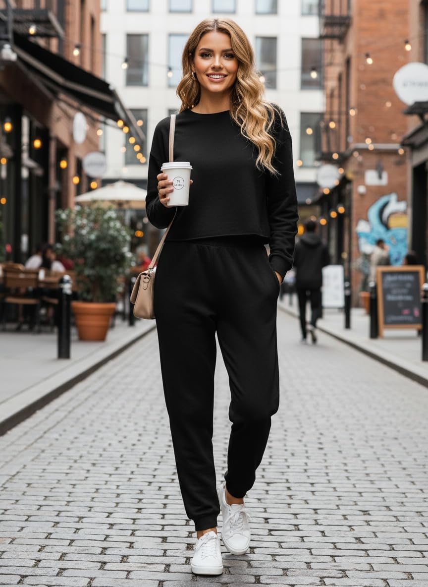 CUPSHE Women's Two Piece Outfit Sweatsuits Set Long Sleeve Loungewear Tracksuit Jogger Set - Image 6