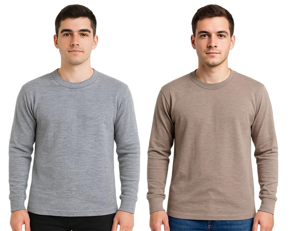 Winter Thermal Top for Men in Cotton Blend | Round-Neck Men's Inner Thermal Wear | Full Sleeves and Snug Fit | Premium Thermal Vest for Men | Pack of 2-image-45