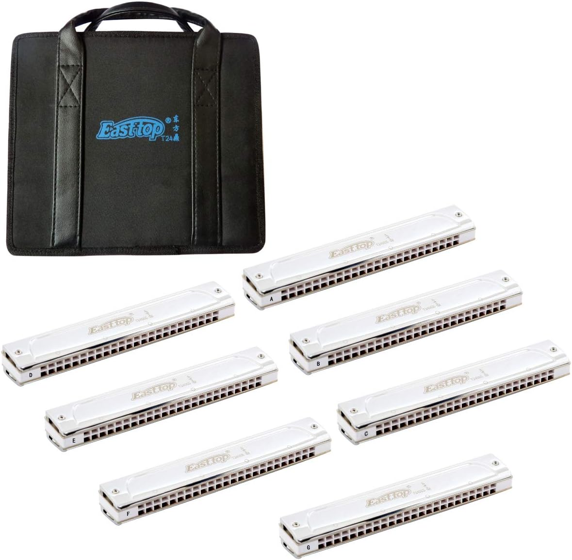 East top Tremolo Harmonica Set of 7 Keys 24 Holes Professional Tremolo Mouth Organ