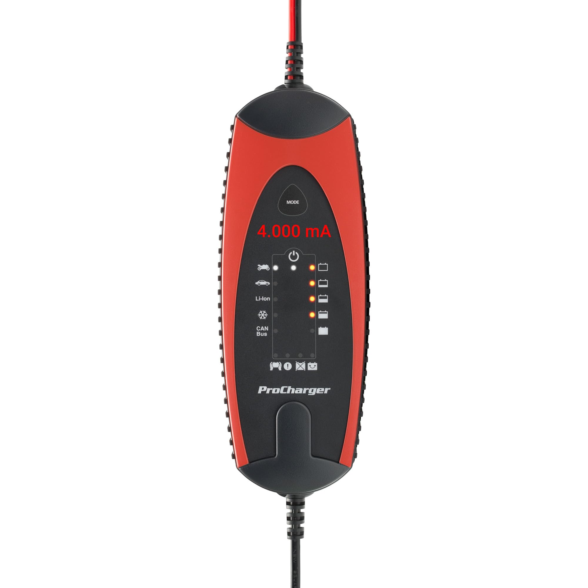 ProCharger 4.000 Diagnose- & Ladegerät Motorradbatterie & Auto, CAN Bus Fähig, Lithium Geeignet, Batterie Erhaltungsladegerät 12V 4.000mA, Automatische Ladestromanpassung