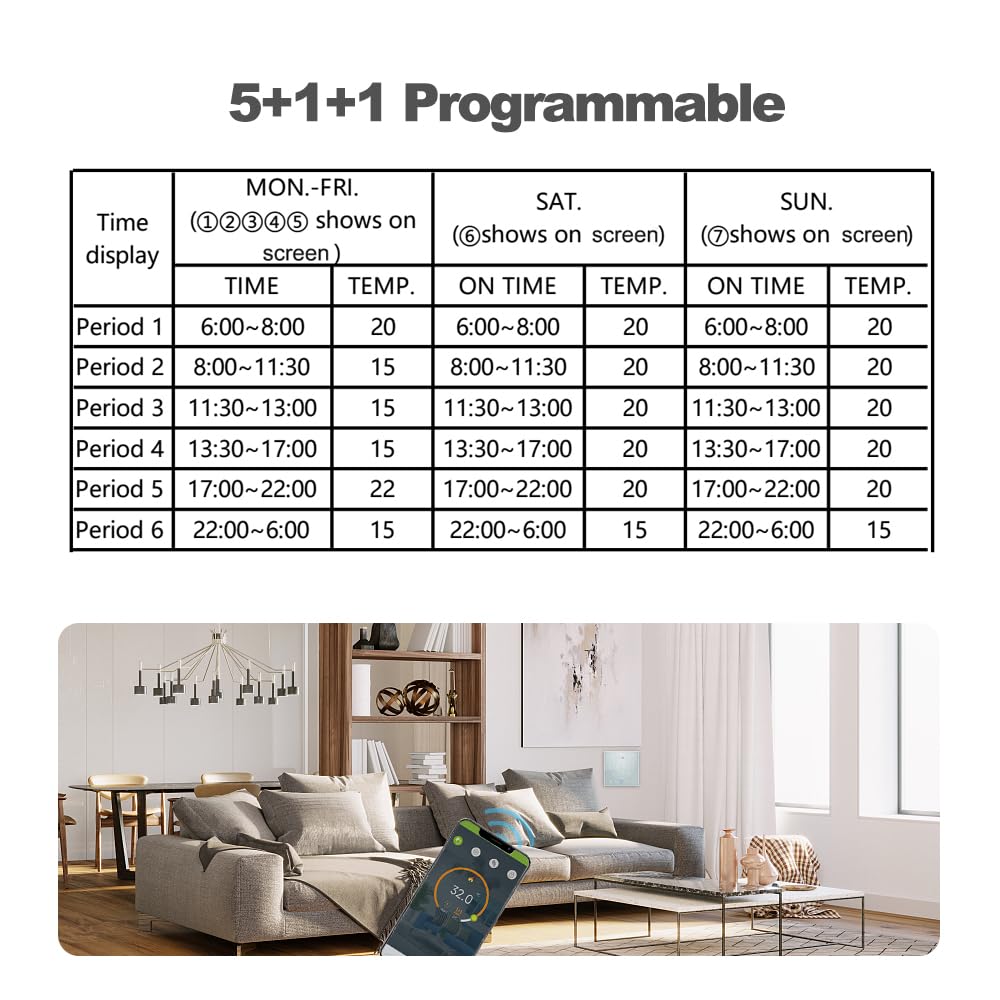 Termostato Termostato WiFi inteligente Control de voz 3A Pantalla LED programable digital Controlador de temperatura de calefacción por suelo radiante Termostato de pared inteligente digital par