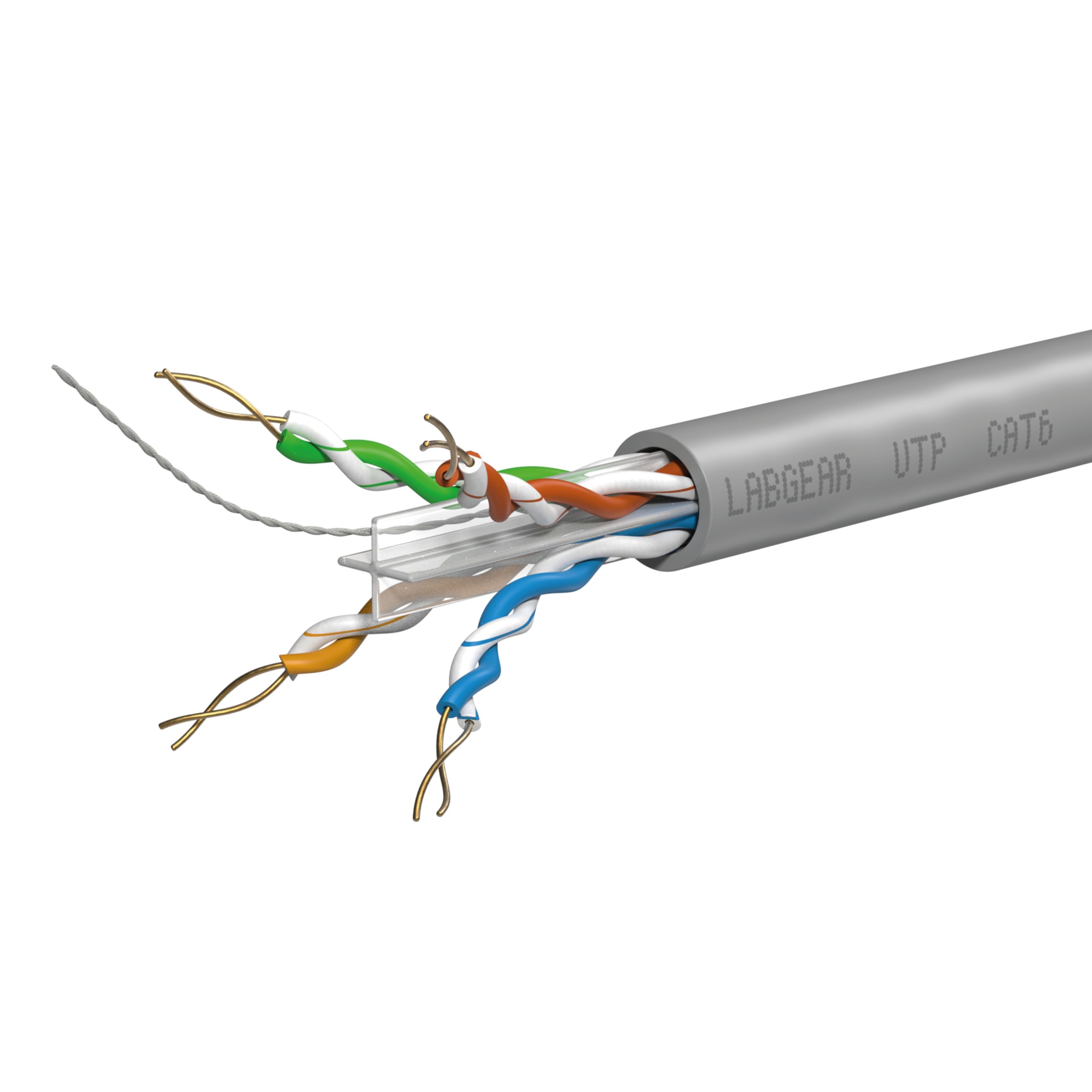 Labgear Cat6 Ethernet Cable 50m 4-Pair 8-Core UTP Cable Coil, Indoor PVC Sheath, High-Speed Gigabit LAN Network Cable for Home or Office Installations, Grey