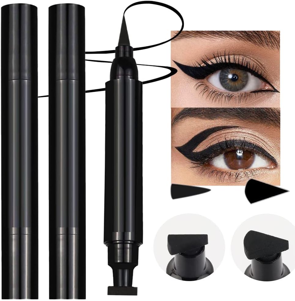 evpct 2Pcs Black Eyeliner and Wing Stamp Set Big Small