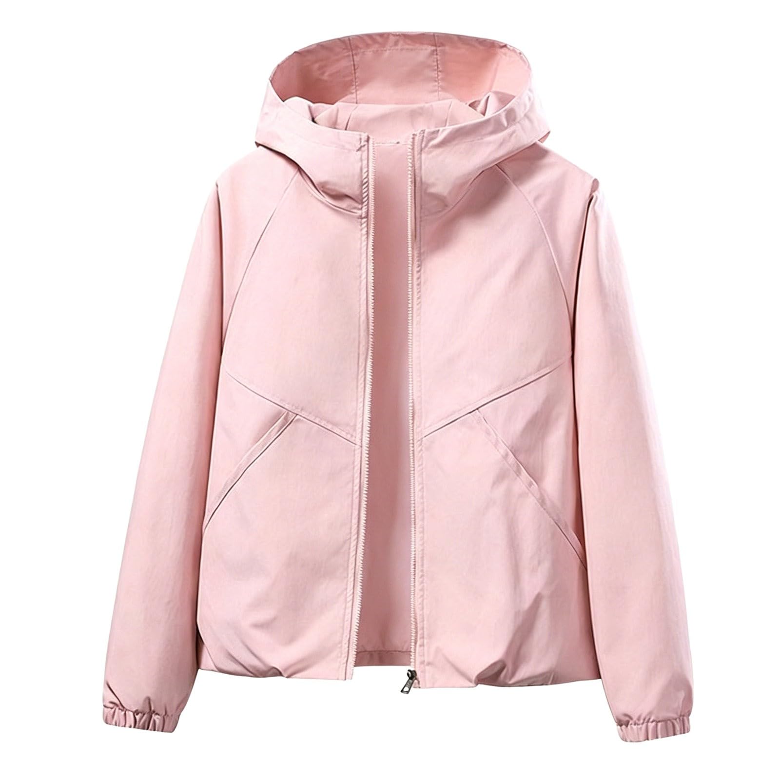 Generisch Giacca a vento corta da donna, primaverile, abbigliamento sportivo, giacca impermeabile leggera, giacca per il tempo libero per tutti i giorni e attività da donna, 2 in 1