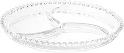 WOLFF - Petisqueira de Cristal 23cm com 3 divisões - Transparente - Linnha Pearl