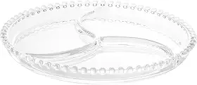 WOLFF - Petisqueira de Cristal 23cm com 3 divisões - Transparente - Linnha Pearl