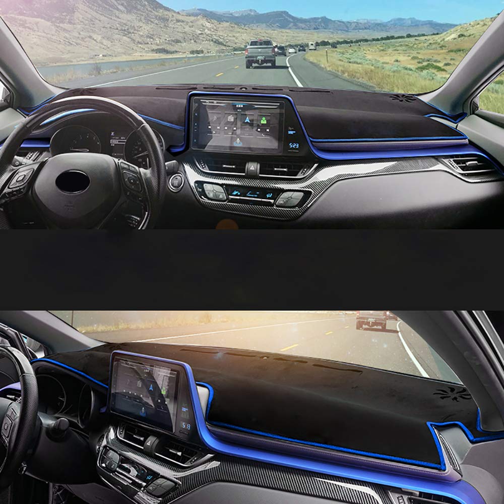 Beerte Black Car Dashboard Center Console Cover Protector Sunshield Cover Dash Mat Pad for Toyota CHR 2017 2018 2019 (Flannel)