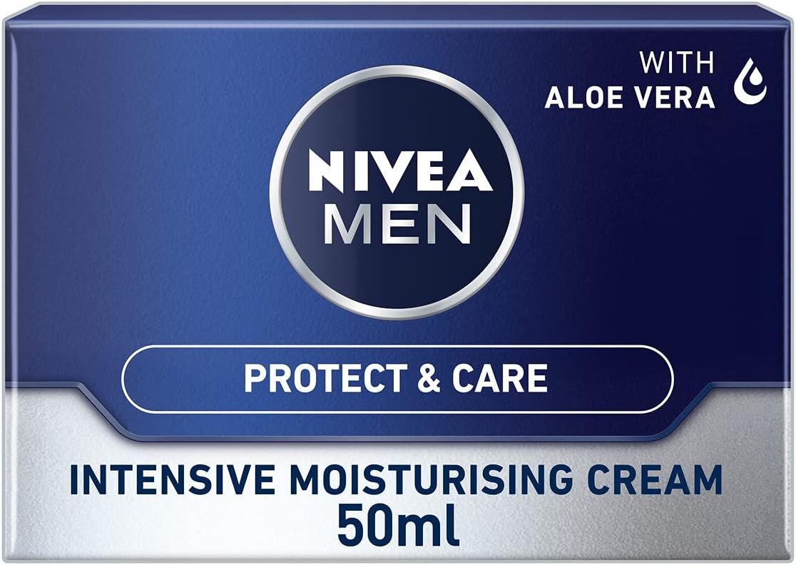 NIVEA MEN Intensive Moisturising Face Cream Protect & Care Pack of 3 (3 x 50 ml), Face Moisturiser for Dry Skin, Moisturiser for Men with Aloe Vera & Vitamin E, Mens Moisturiser