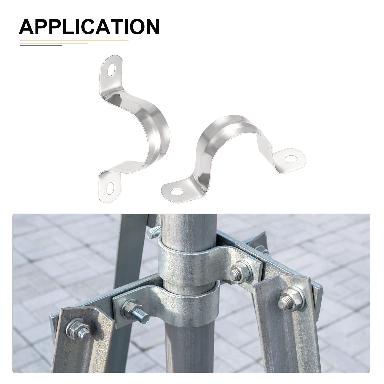 DTGN 18mm(W) Two Hole Strap, 16Pack, Good for Industrial 29mm Dia Pipe Fixing, 201 Stainless Steel Rigid Pipe Strap Clamp - Image 4