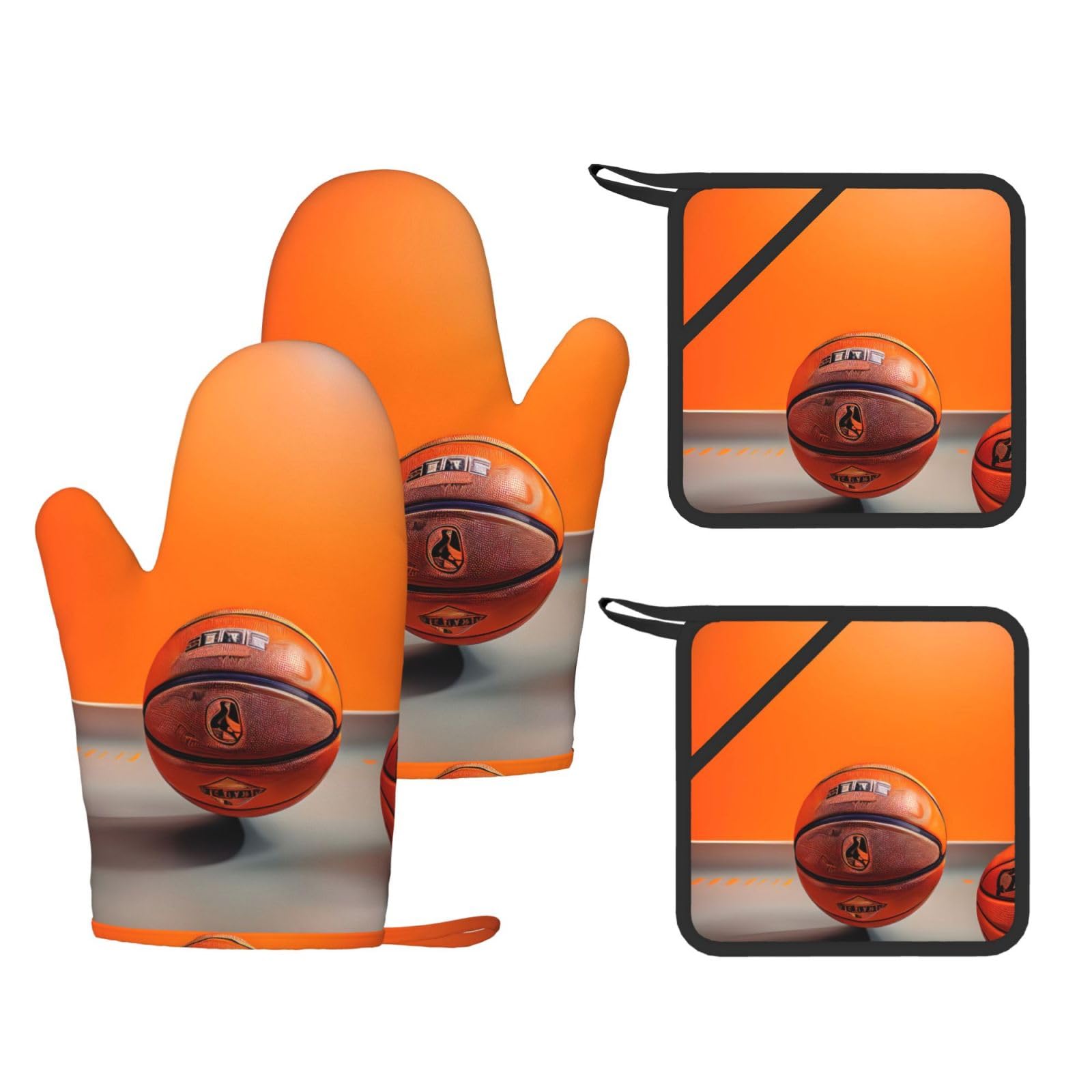 Maniques de cuisine isolantes motif basket-ball pour cuisiner en famille un soir de match