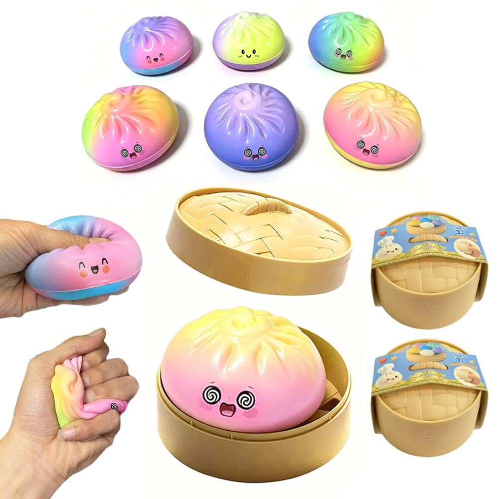 Glitter Dumpling Squishies, 2026 Upgrade Dumpling Squishies Mystery Box, Colorful Dumplings Stress Balls Fidget Sensory Toy, Stocking Stuffers with Food Steamer Stretchy Desk Toys (Clear Pink) — view 21