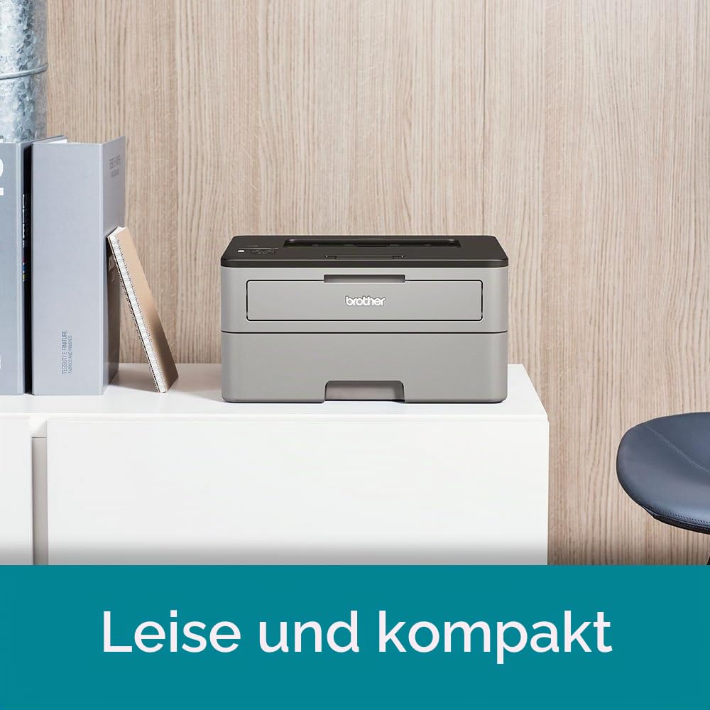 Brother HL-L2310D Kompakter S/W-Laserdrucker (30 Seiten/Min.,32 MB, A4, echte 1.200x1.200 dpi, Duplexdruck, geschlossene 250 Blatt Papierkassette, USB 2.0), Hellgrau/Schwarz