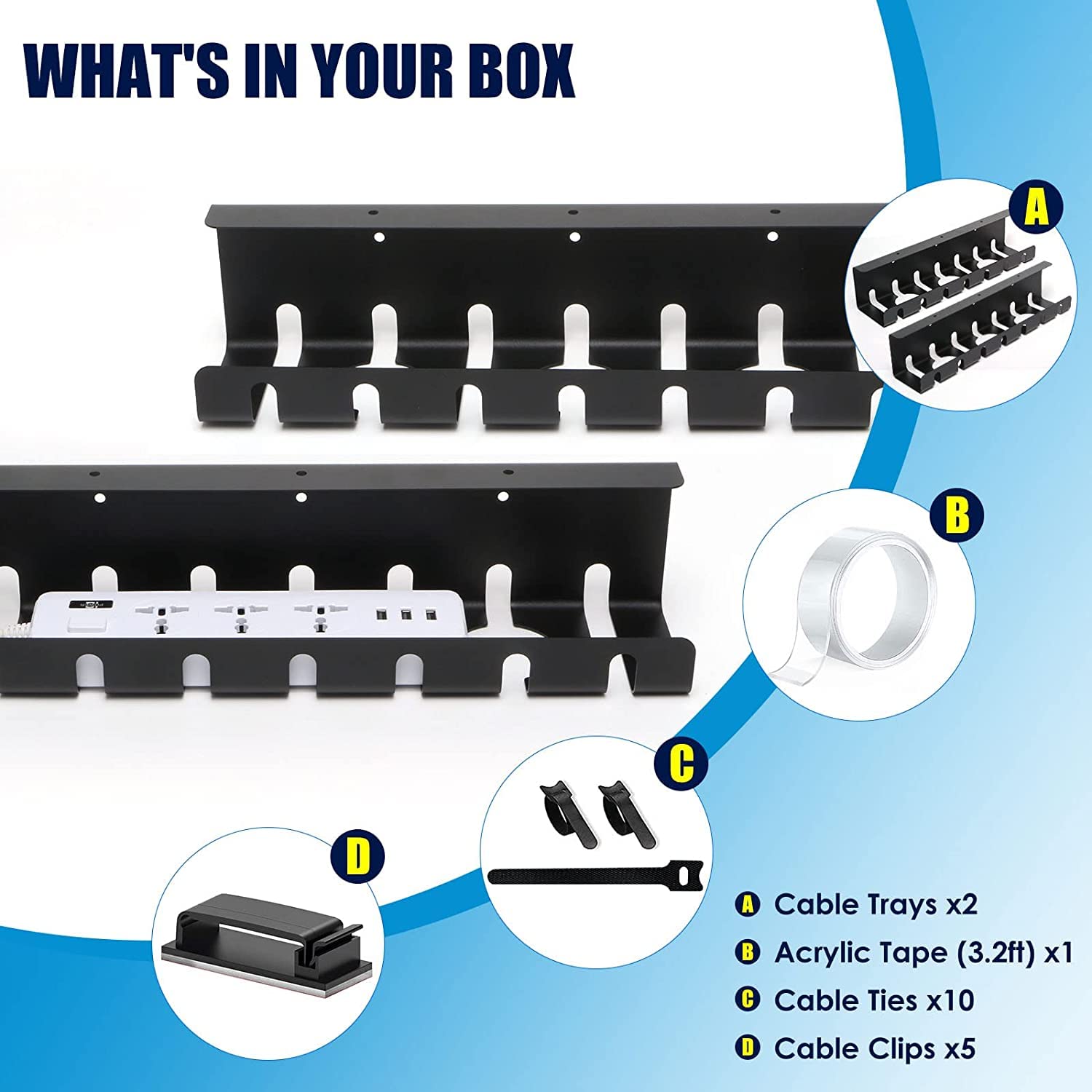 Snapklik.com : Under Desk Cable Management, 2 Pack 17
