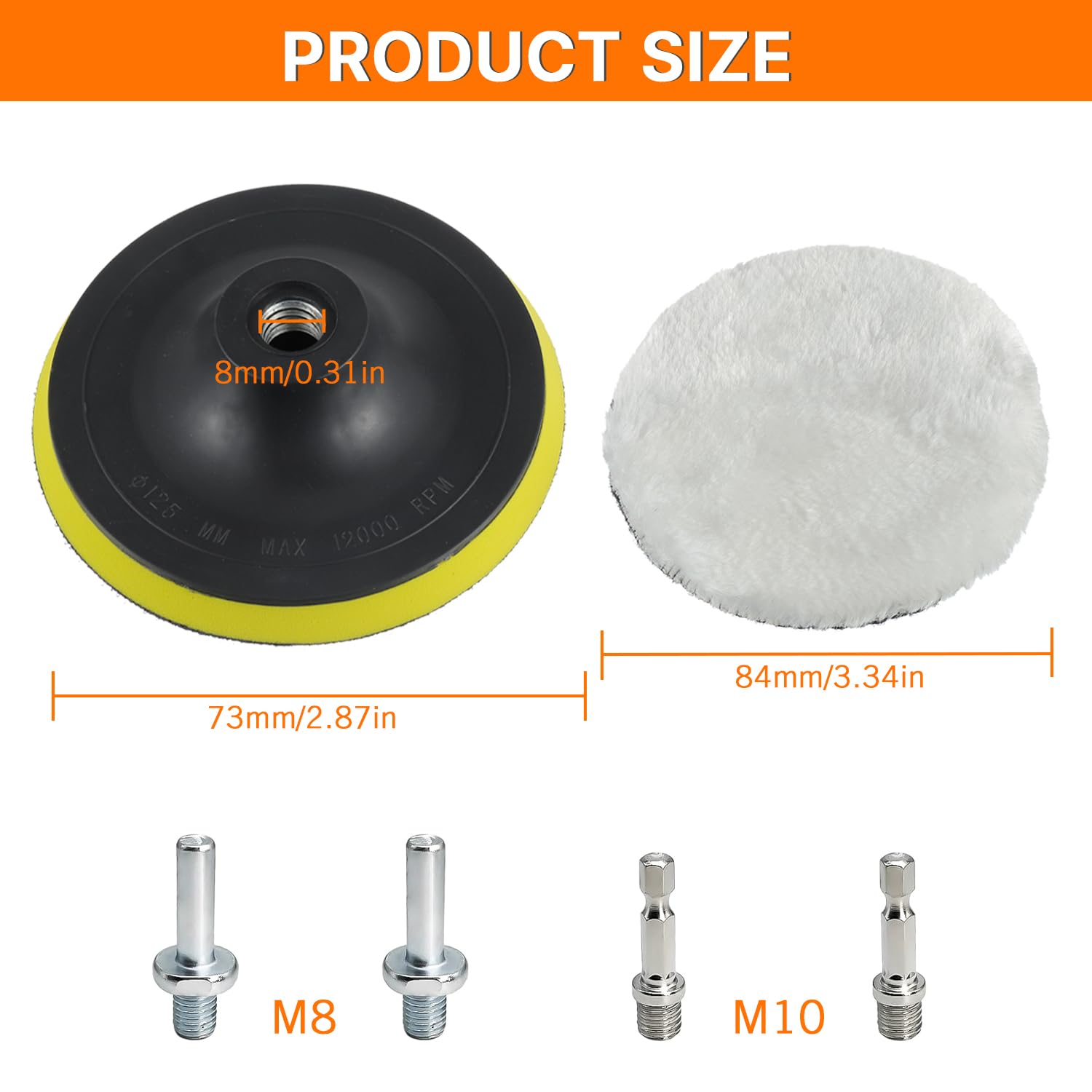 HUAREW Wool Polishing Pads Set, Wool Pads with Backing Pad and Adapter, Pack of 6 Wool Polishing Attachment - Image 2