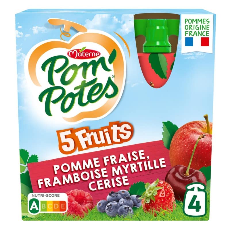 POM'POTES - sans sucres ajoutes 5 fruits rouges 4x90g - Trois Articles