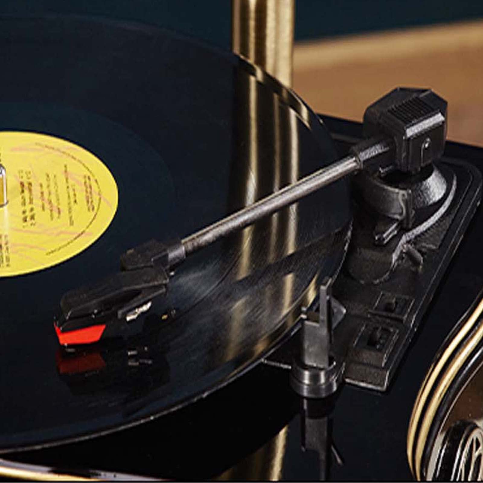 Giradischi Retrò Giradischi, Fonografo Classico In Alluminio, Giradischi In Vinile 33/45/78 Giri/min, Supporto 7"/10"/12"Dischi In Vinile, Clacson In Rame, Telecomando, Ingresso Aux-in/USB/F(Color:B)