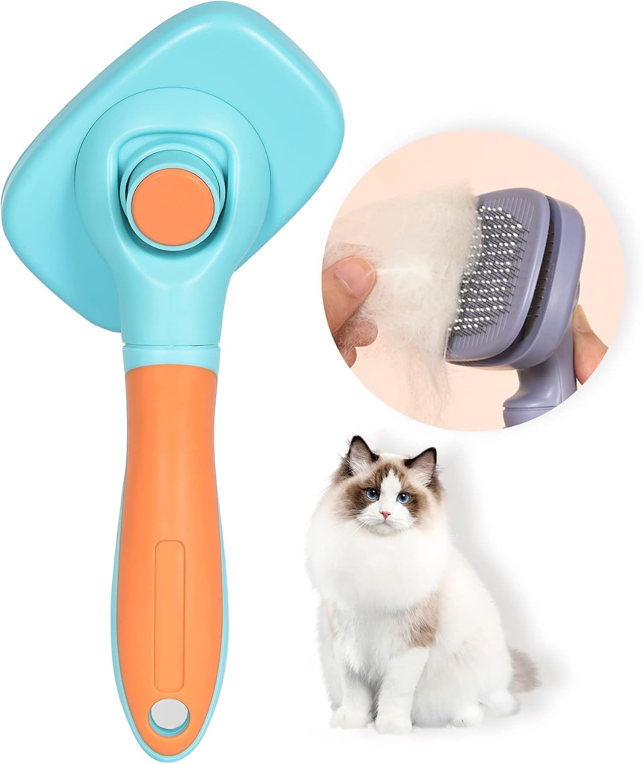 PAWSROOM Cat Brush, 360 °Rotating Head Self Cleaning Slicker Brush, Cat Brushes for Long or Short Haired Cats and Dogs, Cat Grooming…