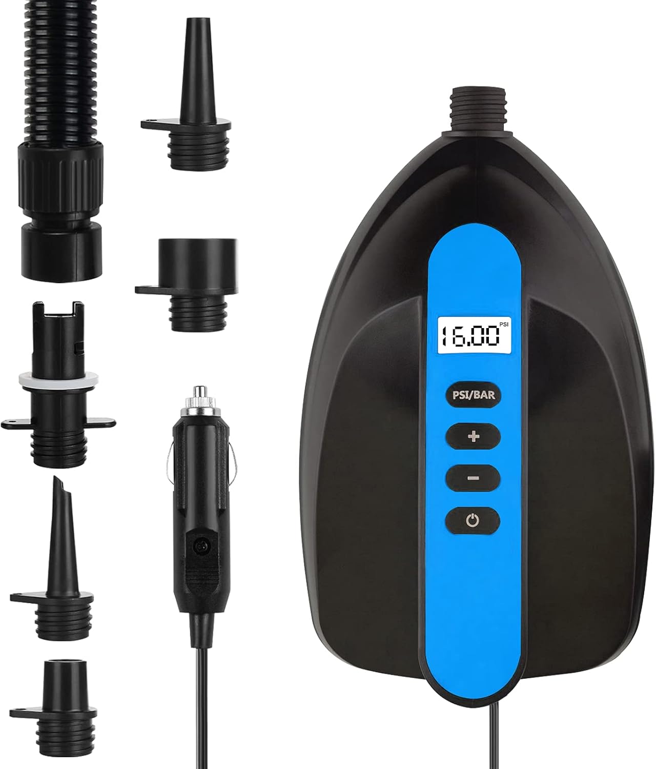 SUP Electric Air Pump, Portable LCD Digital 16PSI Electric Pump, 110W 12 Volt, Built in Temperature Sensor and Voltage Meter for Water Sport Inflatable SUP Stand Up Paddle Board : Sports & Outdoors