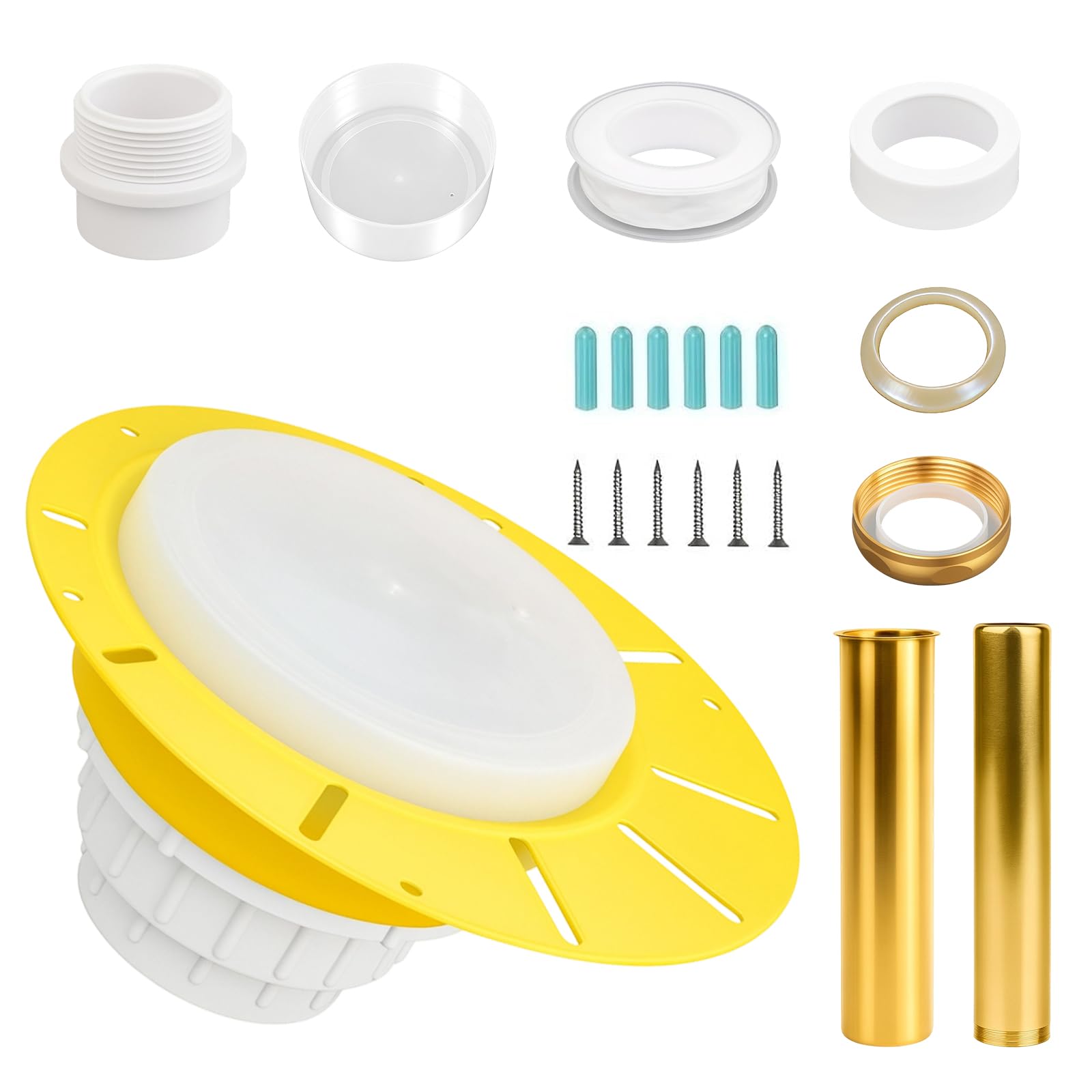 Freestanding Bathtub Drain Rough-in kit, 1-1/2” Drainage Pipe Fitting Tub Kit with ABS Plastic Adapter, Brass Tail Pipes, Tub Drain for Freestanding Bathtub, Floor Mounted Bathtubs