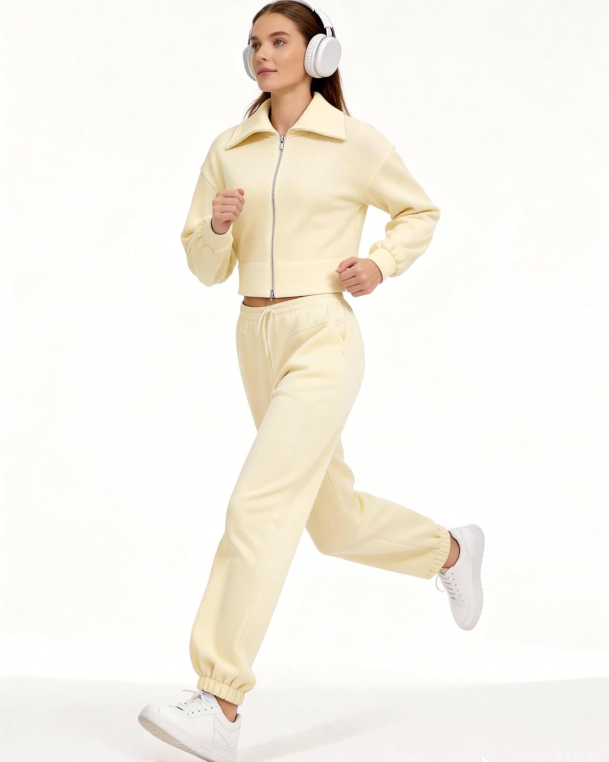 VEQKING Cropped Workout Jackets for Women Double Zip Up Womens Sweatshirt Ribbed Long Sleeve Running Top - Image 3