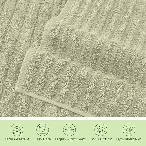 Image of Elegant Comfort 100% Turkish Cotton Corduroy Ribbed Luxury Jumbo Bath Towel Ultra Soft - 35 x 70 Inch - Luxury Spa Premium Hotel Quality Highly Absorbent and Quick Dry Large Bath Towel, Mint Green