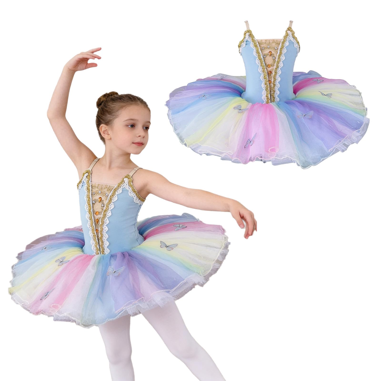 inlzdz Niños Maillot De Ballet Vestido Tutu Bailarina Body Clásico Patinaje Artístico Competición