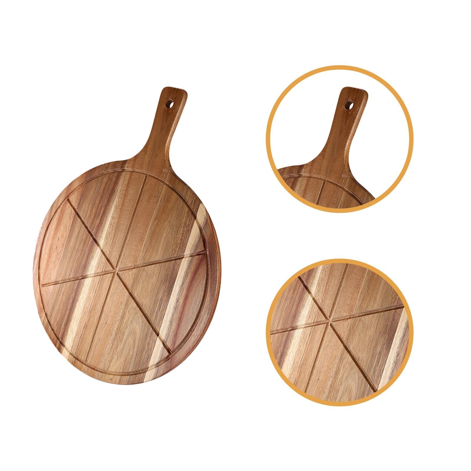 Tabla de Cortar para Pizza Tabla de Servir Plato de Postres Y Pan Accesorio de Cocina Hecha de Madera Ecológica con Diseño Reversible Adecuado para U