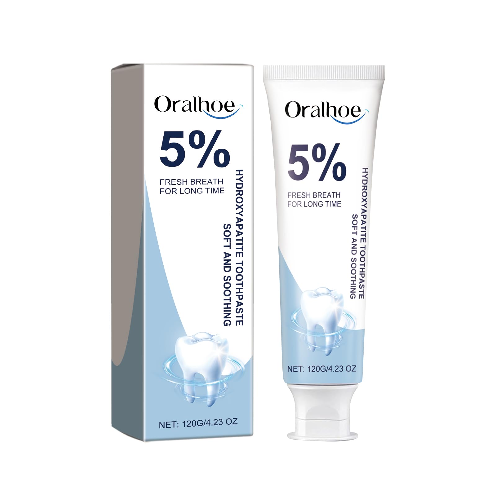 5% Hydroxyapatite Toothpaste, Gentle Cleaning, Teeth Whitening, Fresh Breath, Soft and Soothing, 120g/4.23 oz