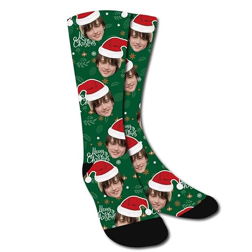 ShineSand Funny Christmas Socks,Novelty Custom Face Socks,Personalized Socks With Picture Xmas Holiday Socks Funny Gifts