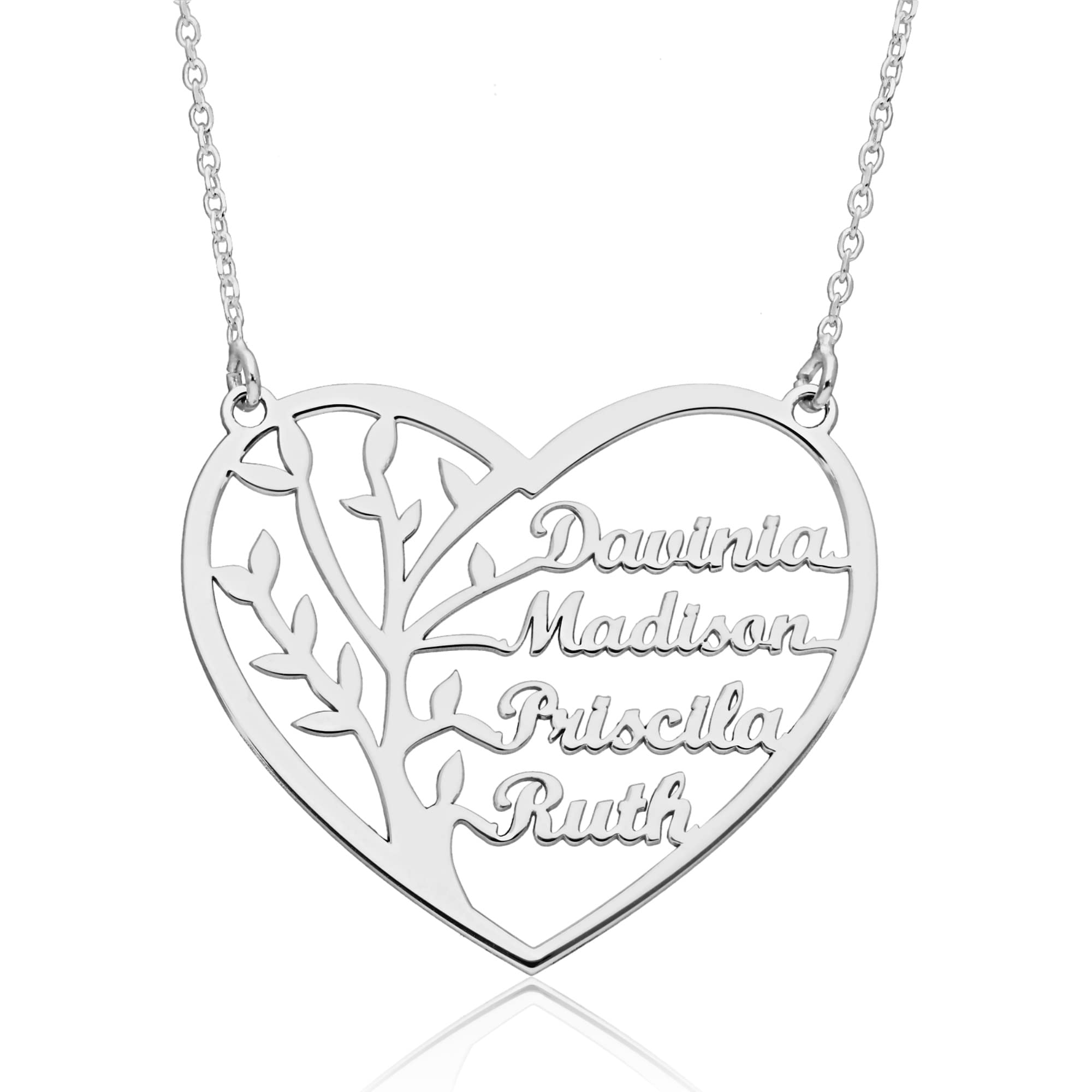 doble aro doble aro - Collar Árbol de la Vida para Mujer Plata de Ley - Colgante Regalo para Madres y Abuelas con Nombres de su Familia - Cadena de 45 cm + Alargador (Onuba hasta 6 nombres, Plata de Ley)