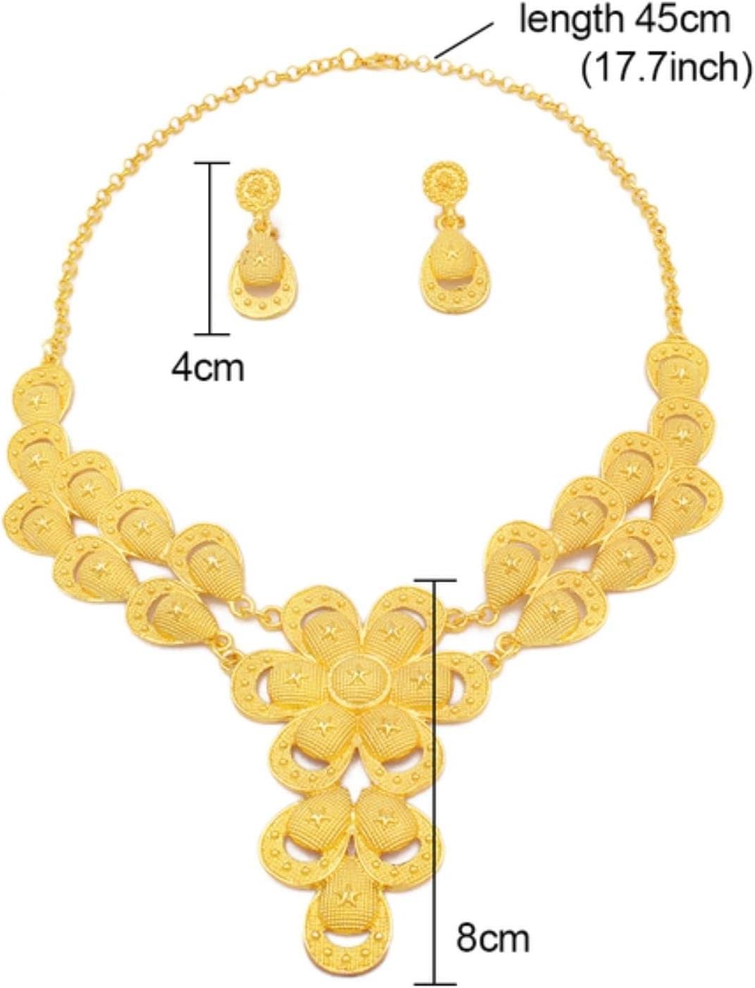 LOKILOKI Indian Jewellery Set Dubai African Bridal Gifts Wedding Ornament Sun Shape Jewelry Sets for Women 24k Gold Color Necklace Earrings Set