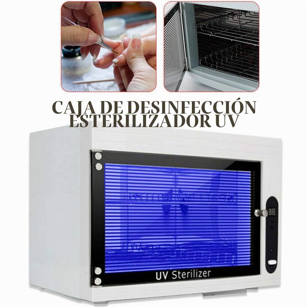 Esterilizador UV, gabinete, salón profesional, mesa de escritorio, caja de sanitario para herramientas de manicura, pinzas y toallas, salón profesional