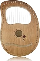 Vista 1 de Flying Melody "OW" Arpa de lira de madera de 16 cuerdas, instrumento de cuerda de madera de caoba con bolsa de transporte, llave de afinación, paño