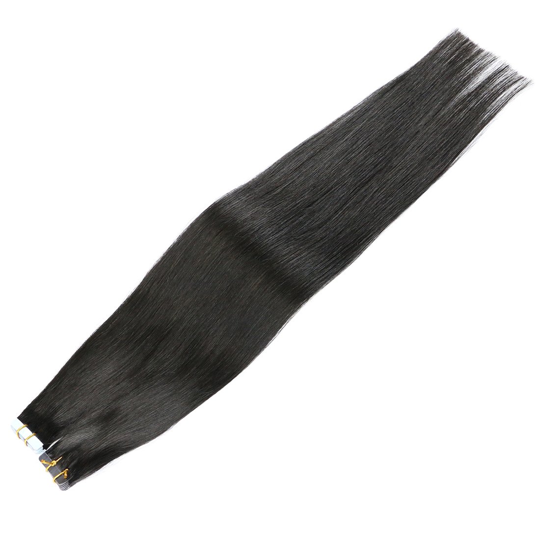 24" Tape - In Real Human Hair Extensions Straight 20pcs 50g Beauty Hair Style (24inch 50g/20pcs,1#Jet Black)