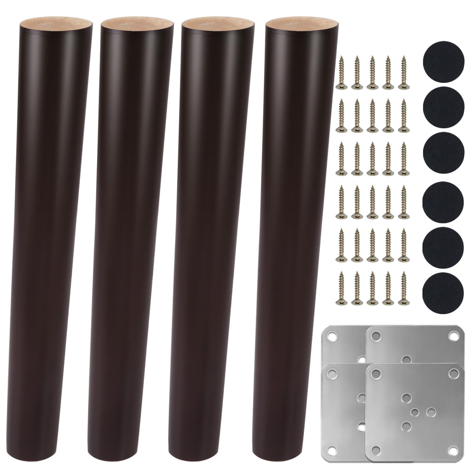 Patas para muebles de madera de nogal inclinadas de 30cm con accesorios de montaje, 4 piezas