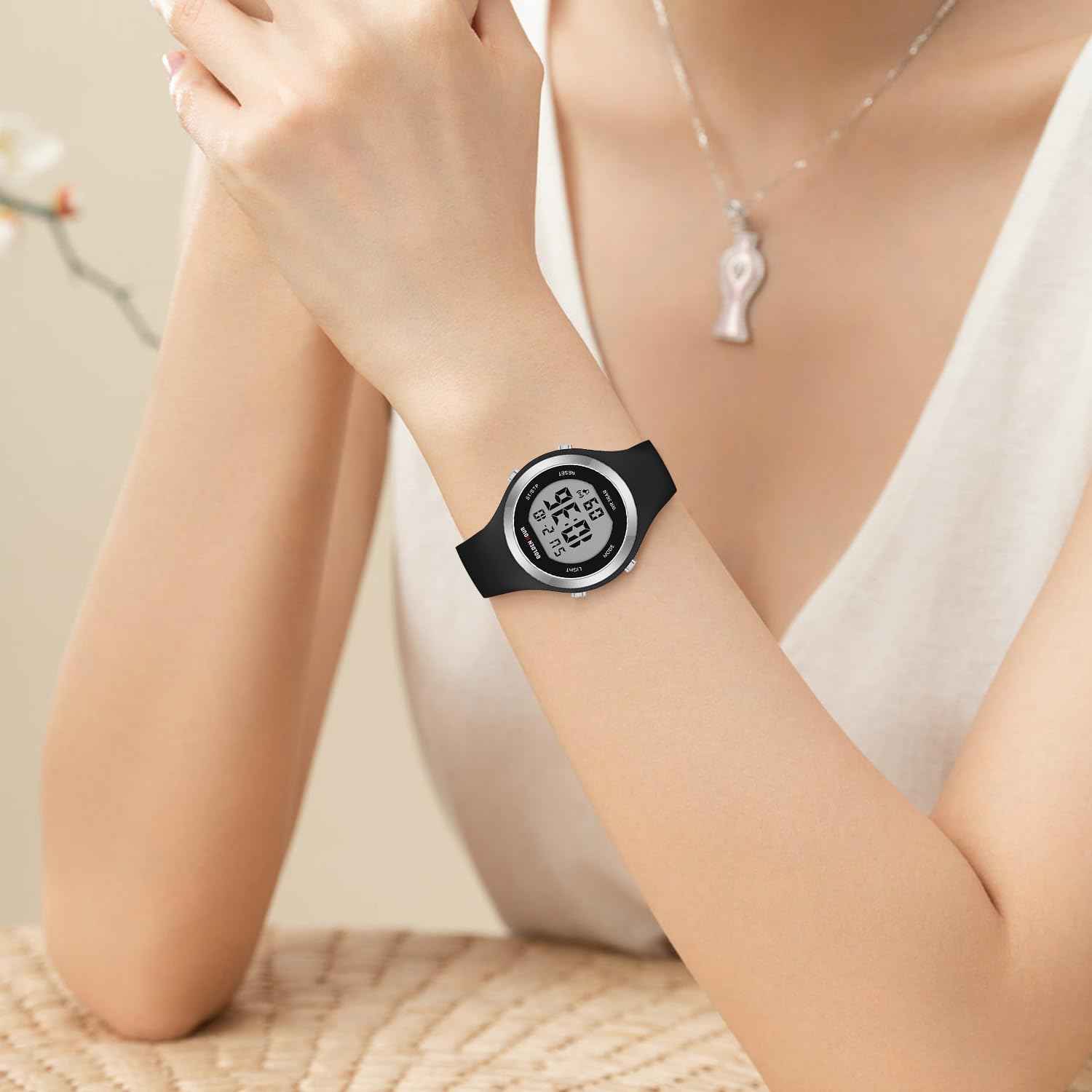 GOLDEN HOUR Orologio digitale da donna Cronografo sportivo impermeabile 5 ATM cinturino in silicone Sportivo ed elegante Orologio da donna con data Quadrante luminoso di facile lettura