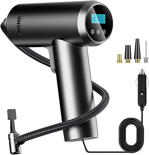 Inflador de neumáticos, compresor de aire portátil, bomba de aire automática de 12 V CC para neumáticos de automóvil, 150 PSI con medidor de presión