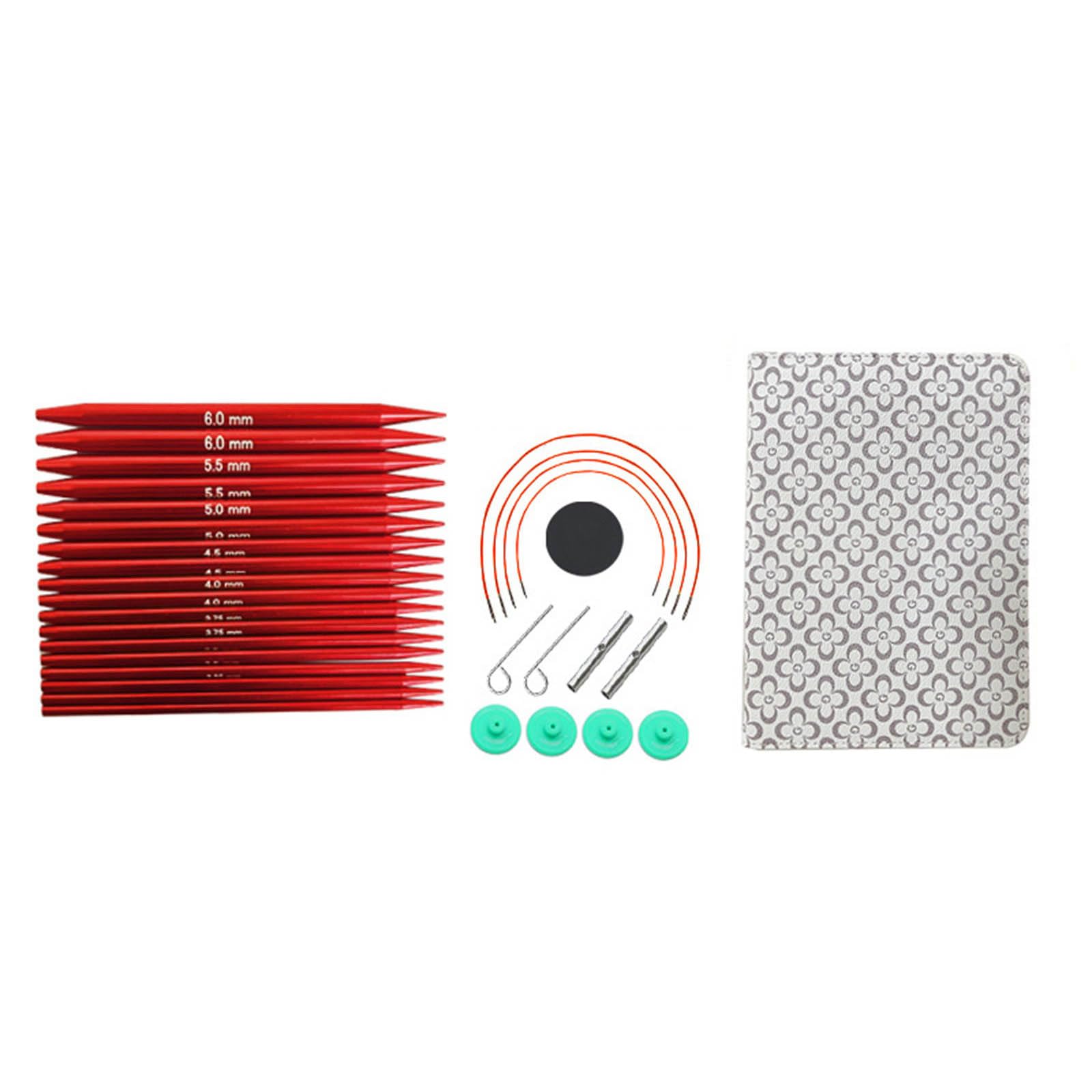 Kalttoy 9Pairs Interchangeable Circular Knitting Needle Set with Zippered Case 3.0mm-6.0mm Aluminum Circular Knitting Needle Set