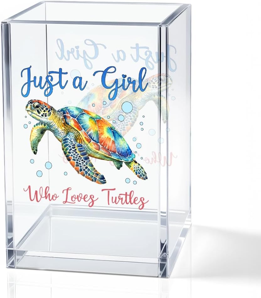 Just A Girl Who Loves Turtles Acrylic Pencil Holder Cup for Women