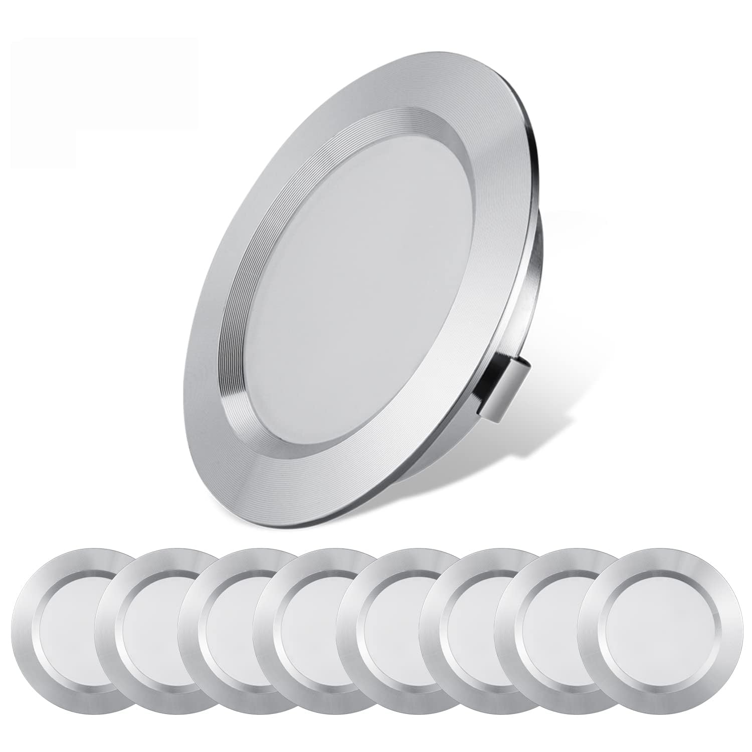 Lot de 8 lumières LED 12 V pour camping-car, remorque, bateau, Blanc chaud 2800K, 300 lumens, 3 W, basse tension, mini lampe encastrée à intensité variable