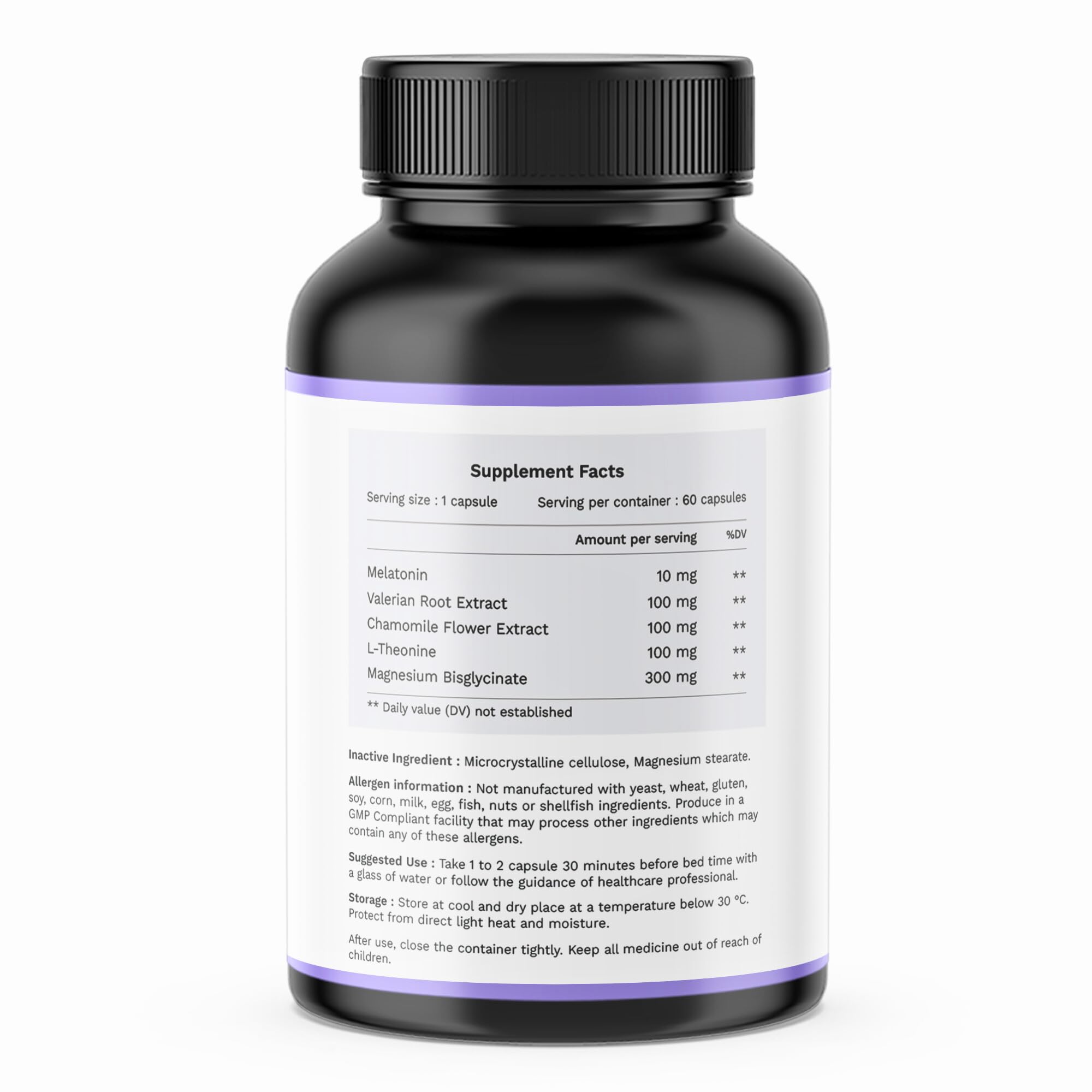 HEALPURE NUTRACEUTICAL Sleep well Support with Melatonin. Valerian root extract. Chamomile flower extract, L- Theonine and Magnesium Bisglycinate for Restful Sleep and Relaxation- (60 Capsules)