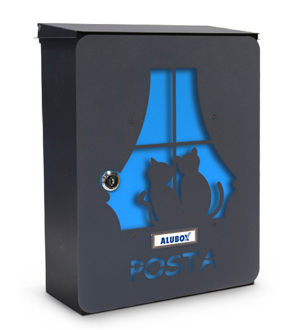 Cassetta Postale Con Gatti - Design Colorato - Per Esterno - Set Di 2 Pezzi - Adatta Per Riviste A4 - Foto 6