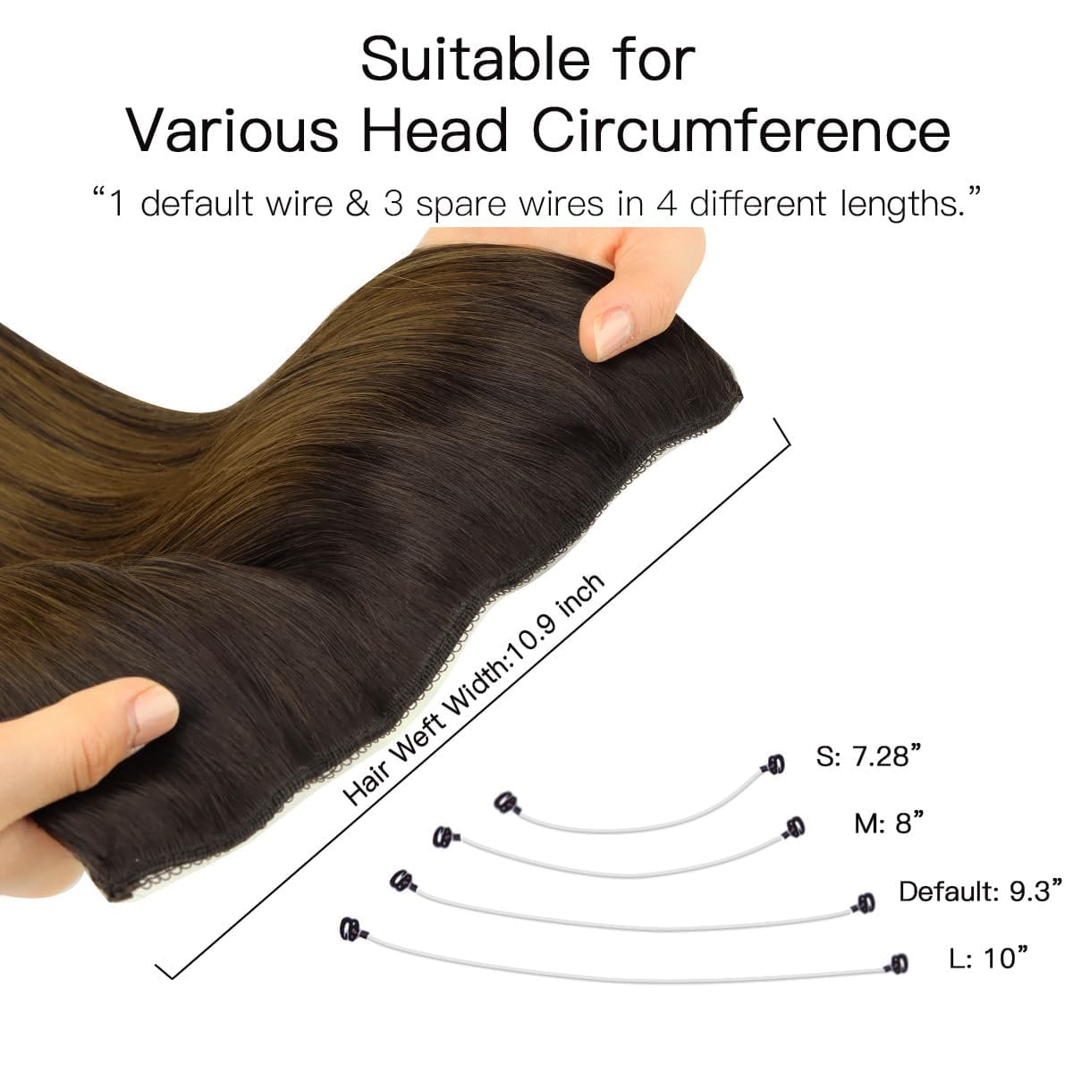 hotbanana Extension Capelli Veri con Filo Invisibile, 45cm 95g Sfumatura da Castano Scuro a Castano Dorato Capelli Umani Remy Lisci, Invisible Wire Hair Extensions, Extension in Capelli Veri