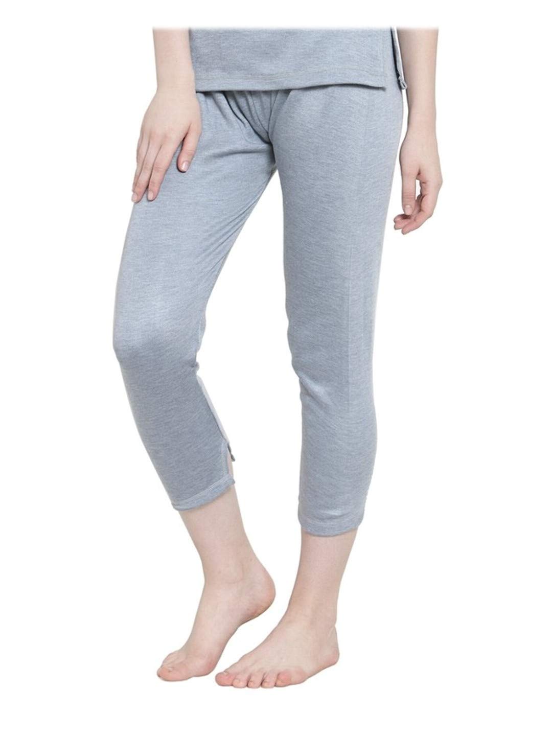 UZARUS Women's Solid Thermal Bottom (XX-Large, Light Grey) - Image 3 thumbnail