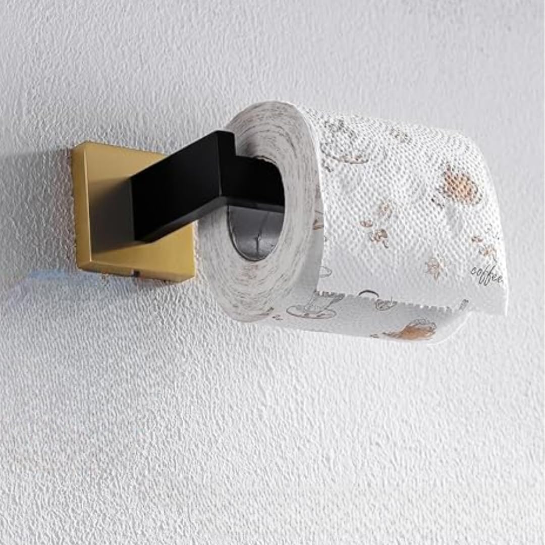 LUXIUR Toilet Paper Roll Holder for Bathroom, Kitchen Tissue Roll Stand, 304 Grade Stainless Steel Wall Mount Hanger for Kitchen Accessories Items, Home and Bathroom Accessories, Black Gold (B0CKXWCKR7) Amazon Price History, Amazon Price Tracker