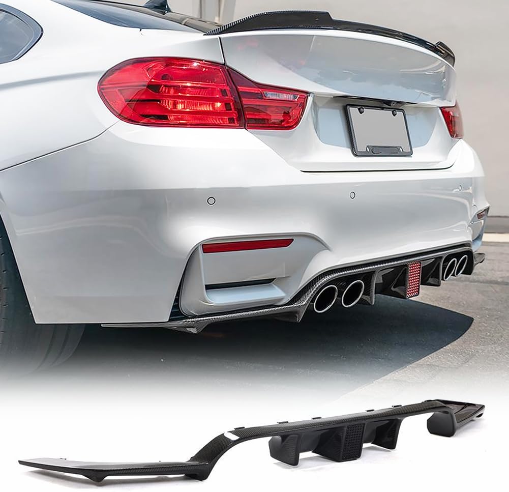 Carbon Fiber Rear Diffuser for BMW F80 M3 F82 F83 M4 2015-2020 Bumper Cover Lower Lip Spoiler Valance Protector Factory Outlet（with LED Light）