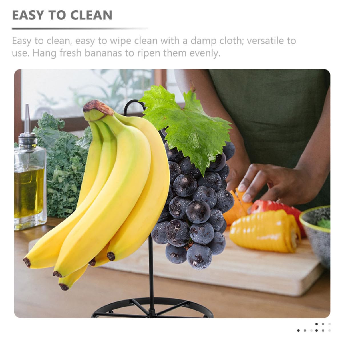 Supporto Naturale Gancio Banane Nero per Ferro in Design Semplice e Funzionale Conservazione Piano Cucina